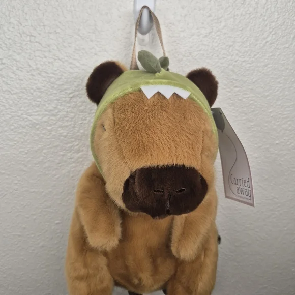 Cute Fun Capybara Dinosaur Brown Plush Backpack Gift NWT - Picture 8 of 11